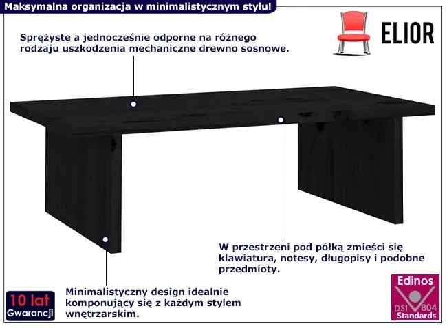 Czarna klasyczna nadstawka na biurko - Glandon