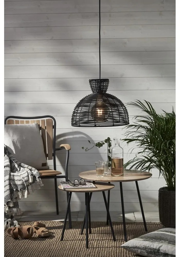 Czarny klosz do wiszące lampy ogrodowej Star Trading Runde, ø 37,5 cm