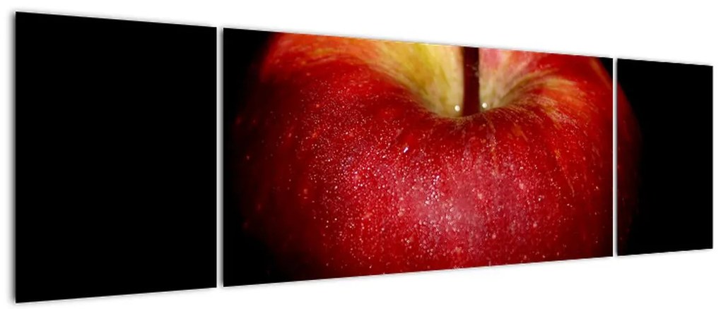 Obraz jabłka na czarnym tle (170x50 cm)