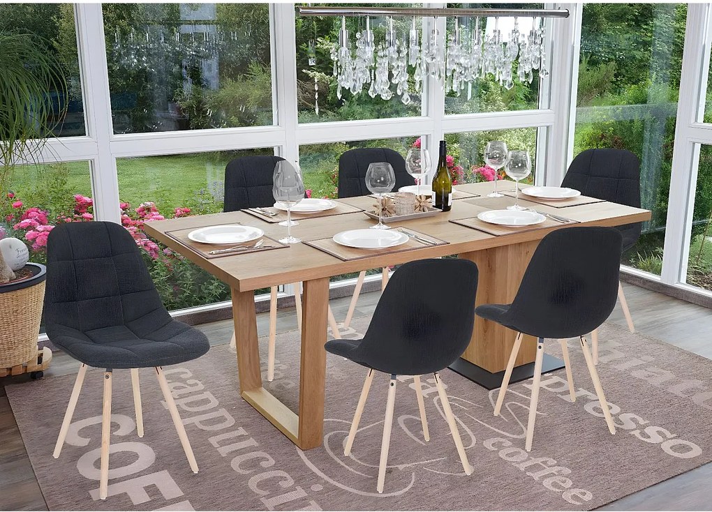 Krzesło do jadalni MCW-A60 I (zestaw 6 sztuk),  tkanina/tekstylia ciemnoszary