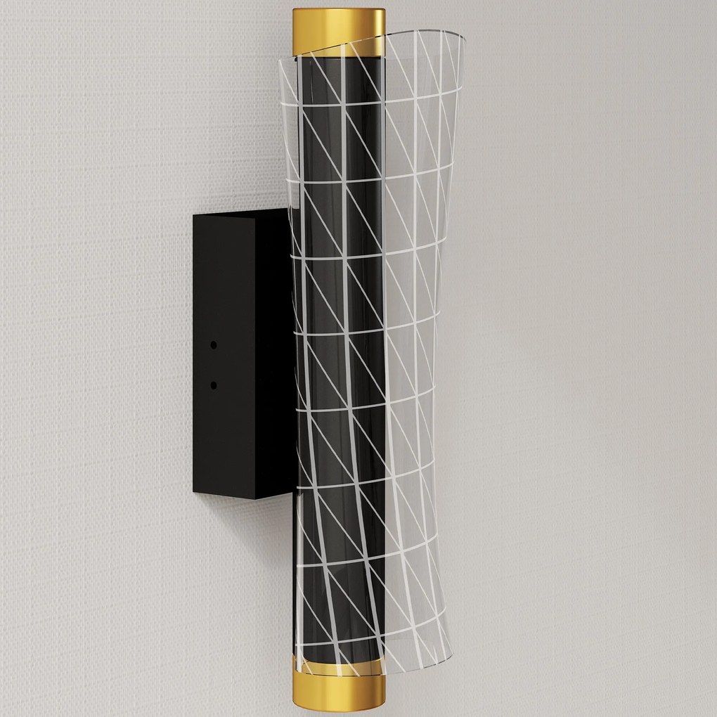 HOMCOM Lampa ścienna LED do wnętrz z geometrycznym wzorem siatki, regulowana, czarna