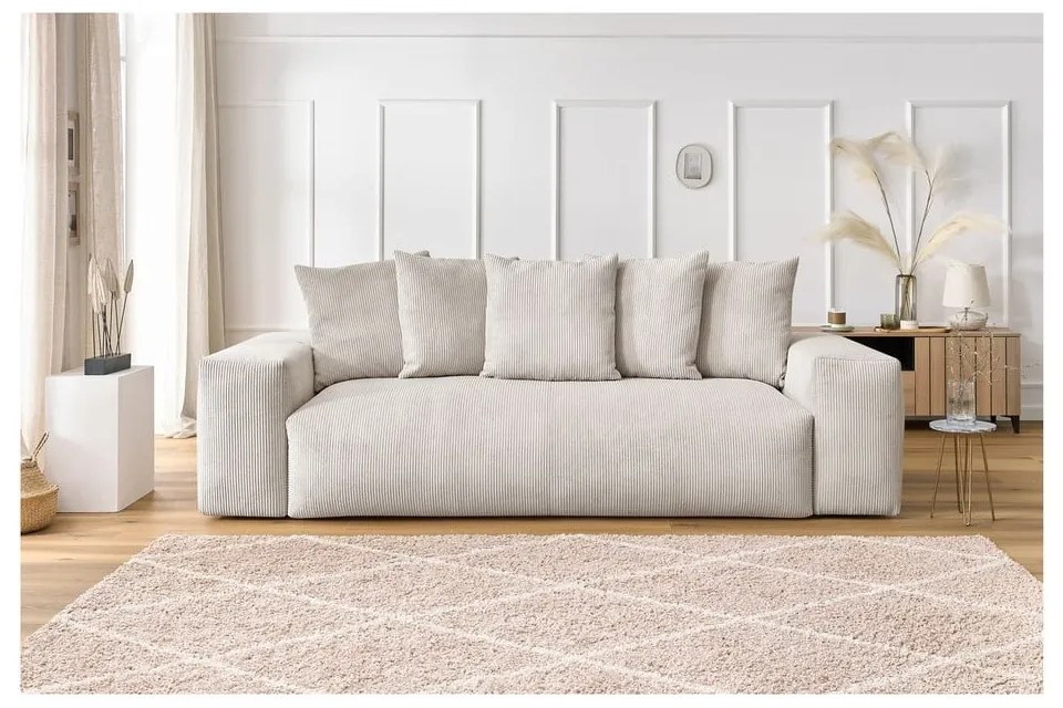 Kremowa sztruksowa sofa 280 cm Voltaire – Bobochic Paris