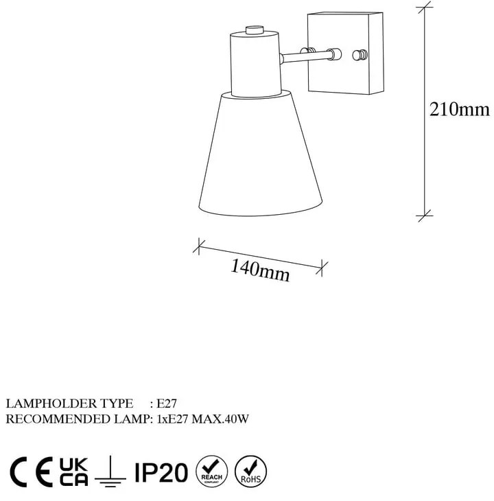 Kinkiet w czarno-złotym kolorze ø 14 cm Funnel – Opviq lights