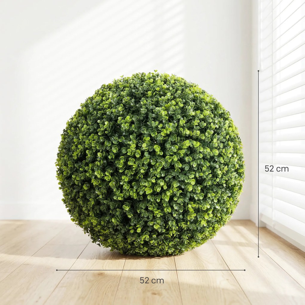 HOMCOM Zestaw 2 Kul Eukaliptusowych Ø52 cm, Odporne na UV Sztuczne Rośliny Dekoracyjne z 1086 Liśćmi do Wnętrz i Na Zewnątrz | Aosom PL