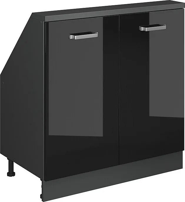 Szafka kuchenna na dach skośny czarny wysoki połysk 80x46x81.6 r-line