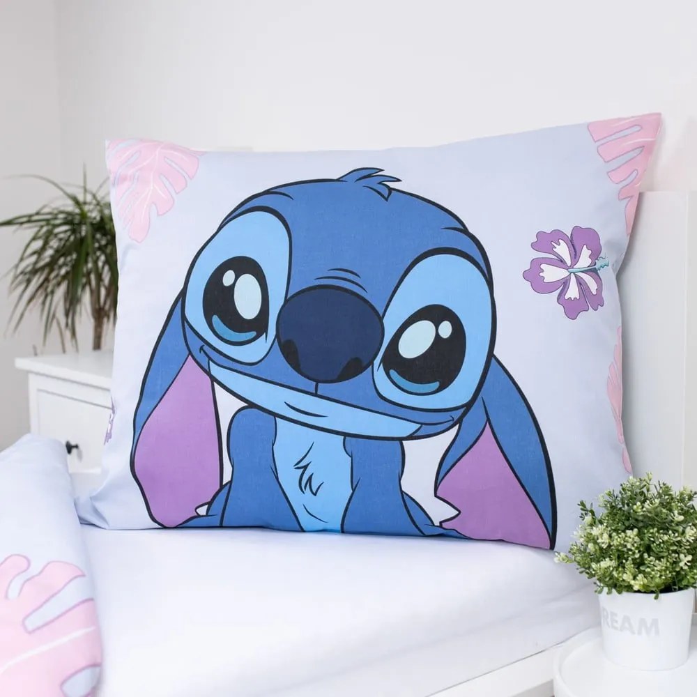 Niebieska/fioletowa bawełniana pościel dziecięca jednoosobowa 140x200 cm Lilo and Stitch "Cute" – Jerry Fabrics