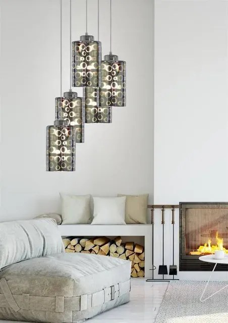 Lampa wisząca 5 kloszy z regulacją wysokości - V059 L0-W08