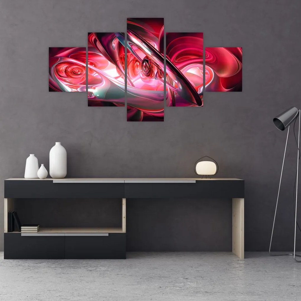 Obraz czerwonych fraktali (125x70 cm)