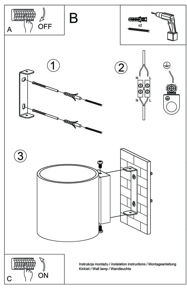 Biały kinkiet Sollux Roda