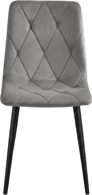 Szare aksamitowe krzesło LIBRA SILVER GREY z czarnymi nogami