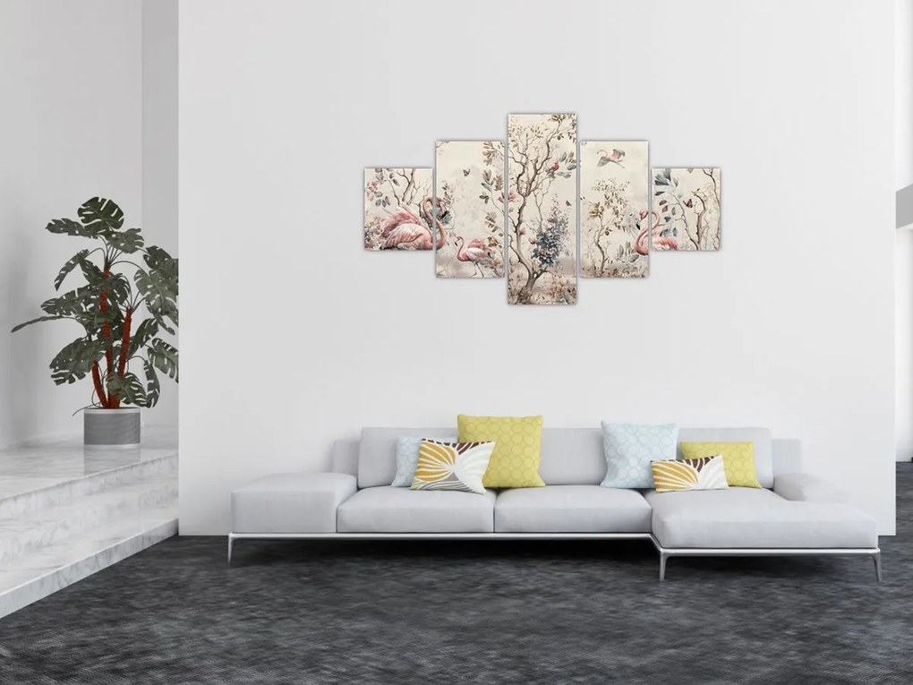 Obraz - Rysunek flamingów (125x70 cm)