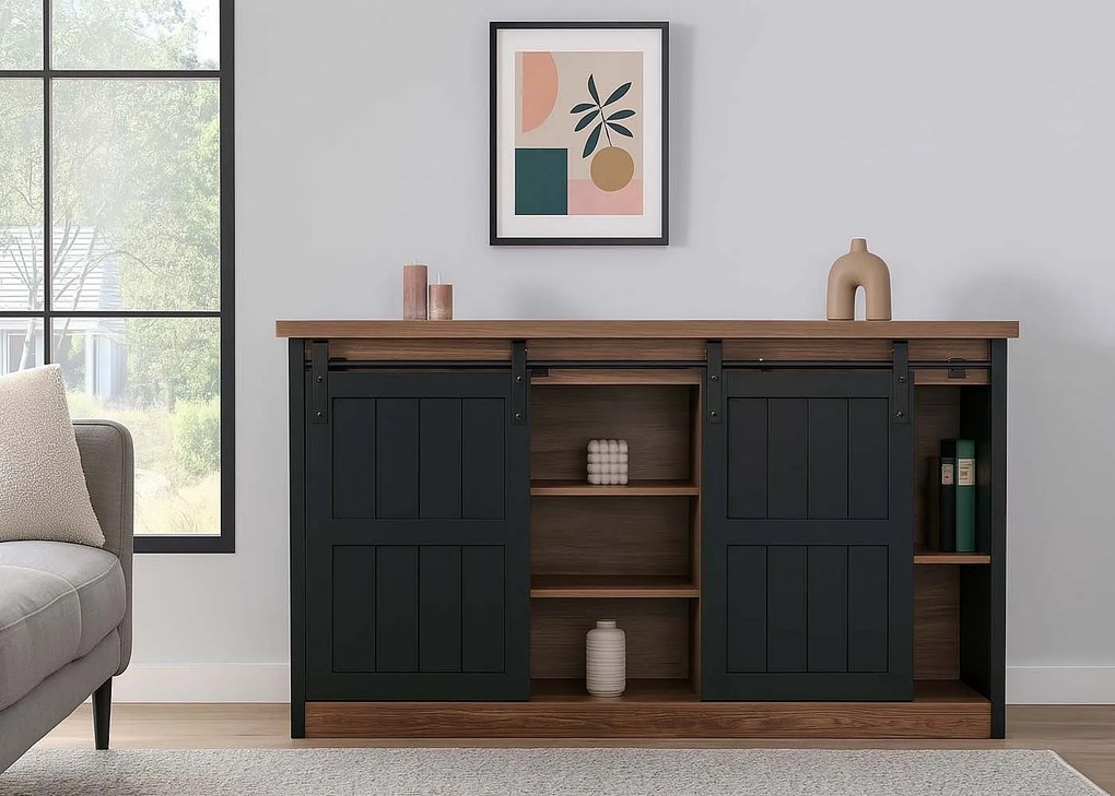 Wysoka szafka MCW-K75,  brązowo-czarny