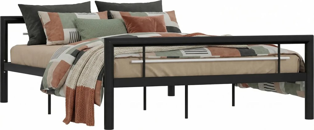 Czarne metalowe łóżko dwuosobowe 160x200 cm G0-H92