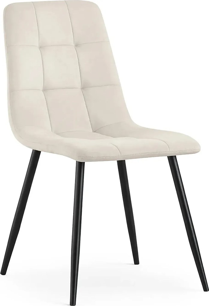 Zestaw 4 kremowych krzeseł pikowanych M7-S13