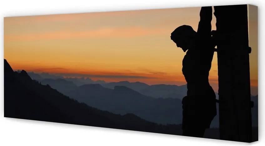 Obraz canvas na ścianę Ukrzyżowany Jezus o Zachodzie Słońca