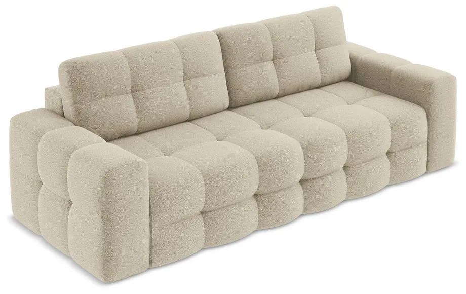 Jasnobrązowa rozkładana sofa z materiału bouclé 255 cm Milu – Makamii