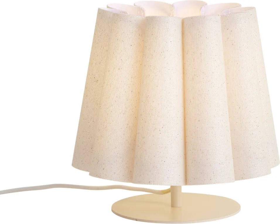 Lampa stołowa Japandi beżowa z abażurem z tkaniny 22 cm - Jenni