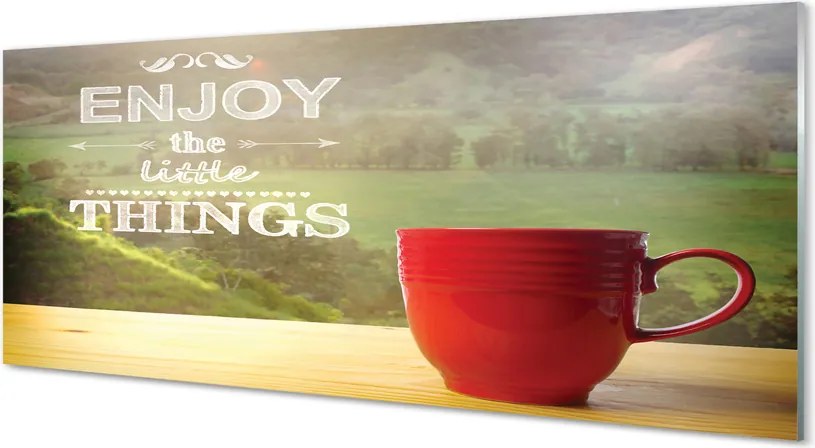 Szklany Panel Napis na Kubku w Naturze