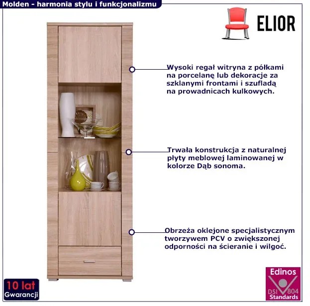 Wysoki regał z witryną D8-N21