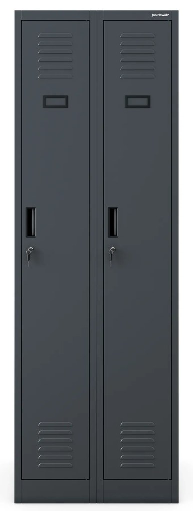 Szafka pracownicza metalowa antracytowa: czterokomorowa KACPER II, 600 x 1800 x 500 mm