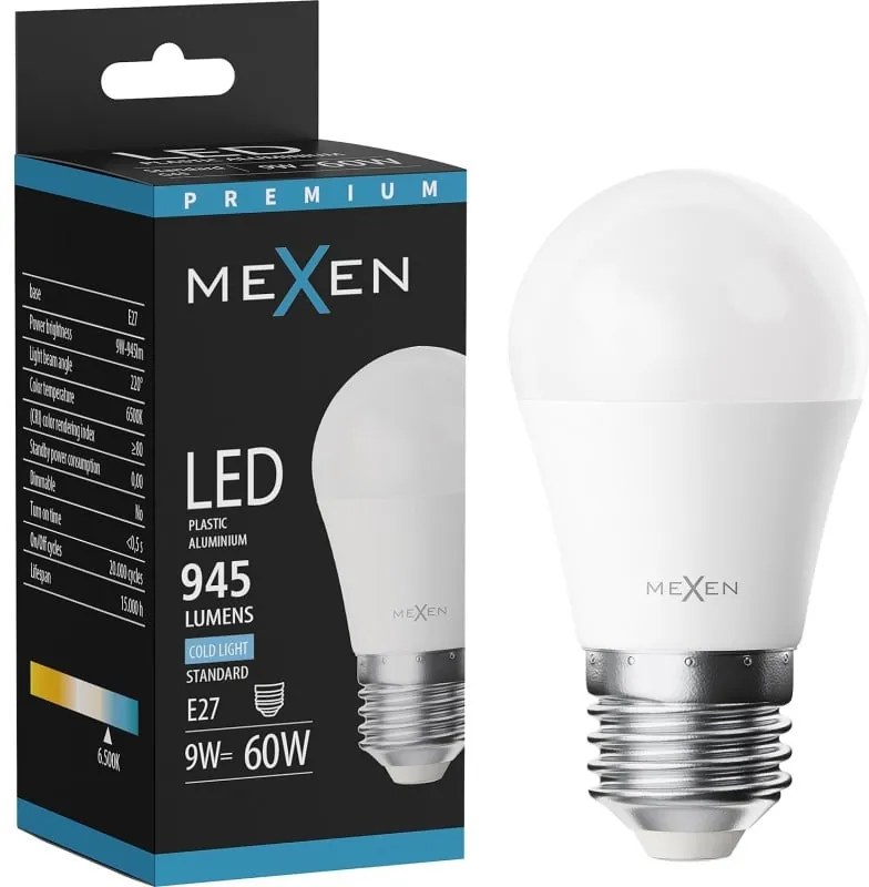 Mexen Nova żarówka LED E27, G45, 9W, Zimna - 6500K, 945 lm - L101-E27-0965-01