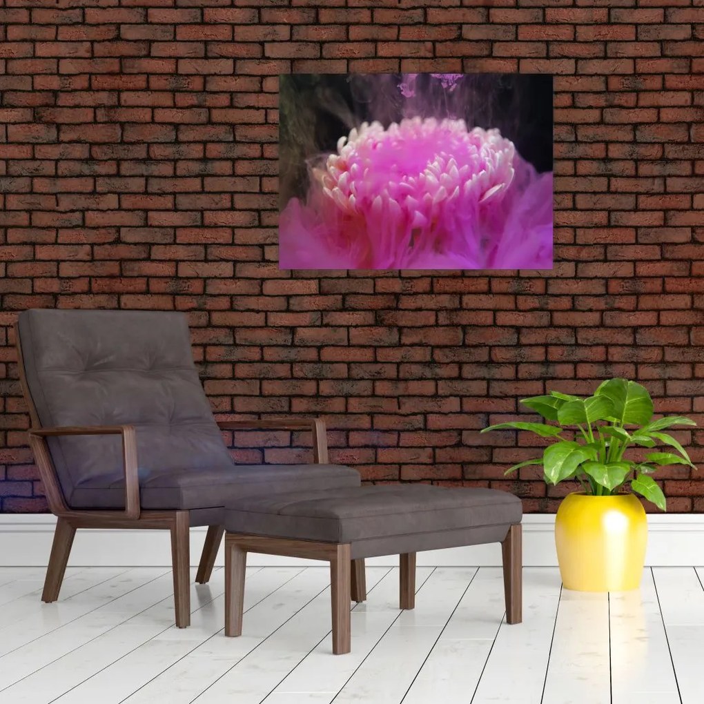 Obraz na szkle - kwiat w różowym dymie (70x50 cm)