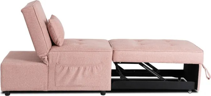 Fotel Wypoczynkowy Rozkładany IBERIS 67 cm Różowy Tapicerowany Nowoczesny