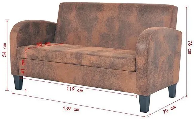 Dwuosobowa sofa Mayor 2X - brązowa