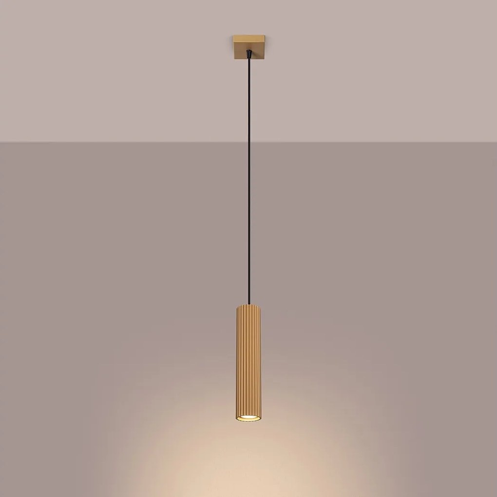 Lampa wisząca minimalistyczny Gloow, aluminium - 1 źródło światła 3000K - L.8 x H.118 cm - złoty