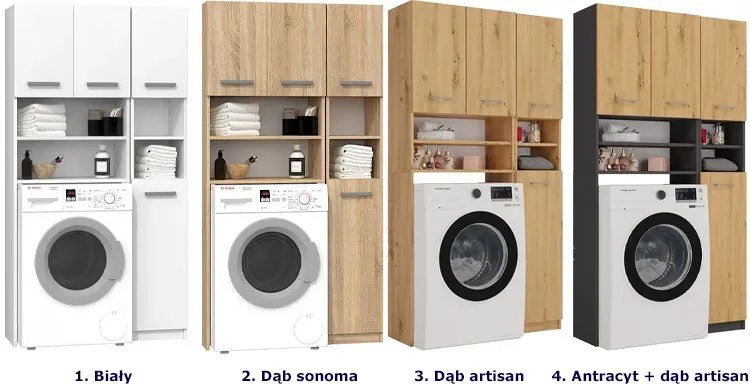 Nowoczesny komplet mebli do łazienki antracyt + dąb artisan P1-H55