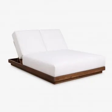 Podwójna Leżanka Rozkładana Z Drewna Akacjowego Lecia Ciemny Akacjowy Brąz - Sklum