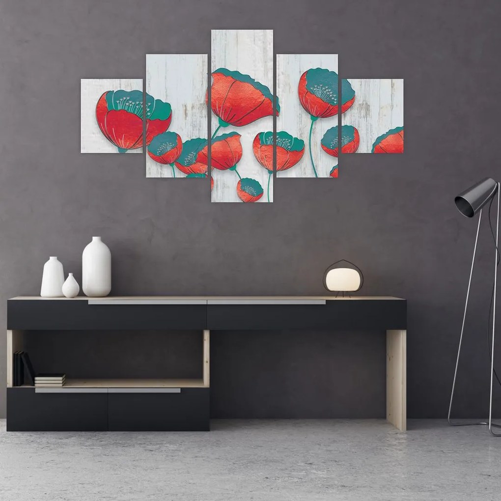 Obraz - Maki - nafta (125x70 cm)