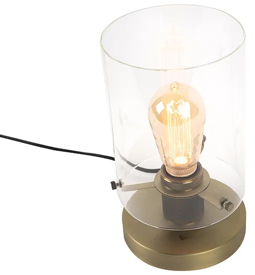 Skandynawska lampa stołowa brązowa ze szkłem - Dome Nowoczesny Oswietlenie wewnetrzne