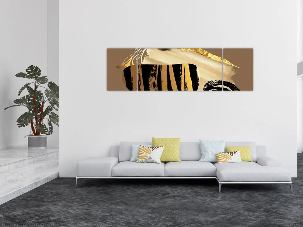 Obraz - Abstrakcja złotobrązowy N⁰2 (170x50 cm)