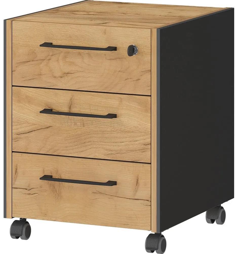 Antracytowo-naturalna szafka w dekorze dębu 42x54x49 cm Podium – Germania