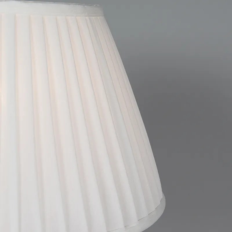 Retro lampa stołowa mosiądz z abażurem plisowanym krem 35 cm - Kaso Retro Oswietlenie wewnetrzne