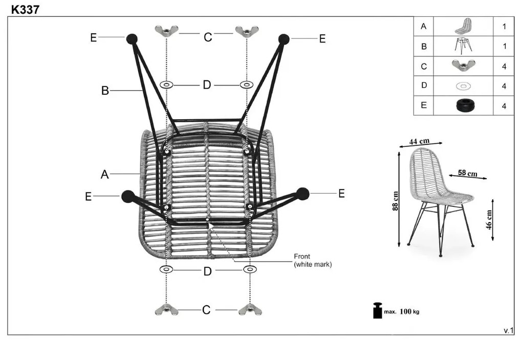 Krzesło K337 rattanowe HALMAR