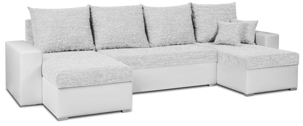 Narożnik z funkcją spania HUBERT-U Srebrny/Biały