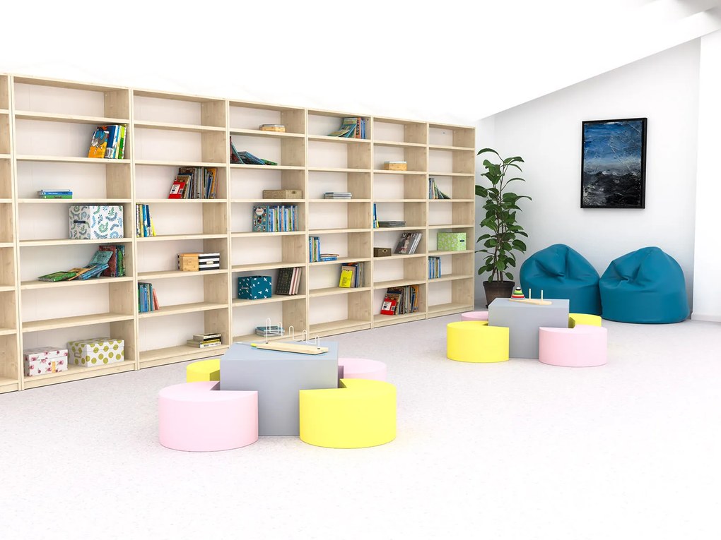 Wysoki regał na książki do szkolnej biblioteki i sali lekcyjnej