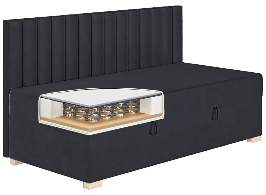 Ciemnoniebieskie łóżko dziecięce ze schowkiem i materacem 90x200 cm Chill – Ghado
