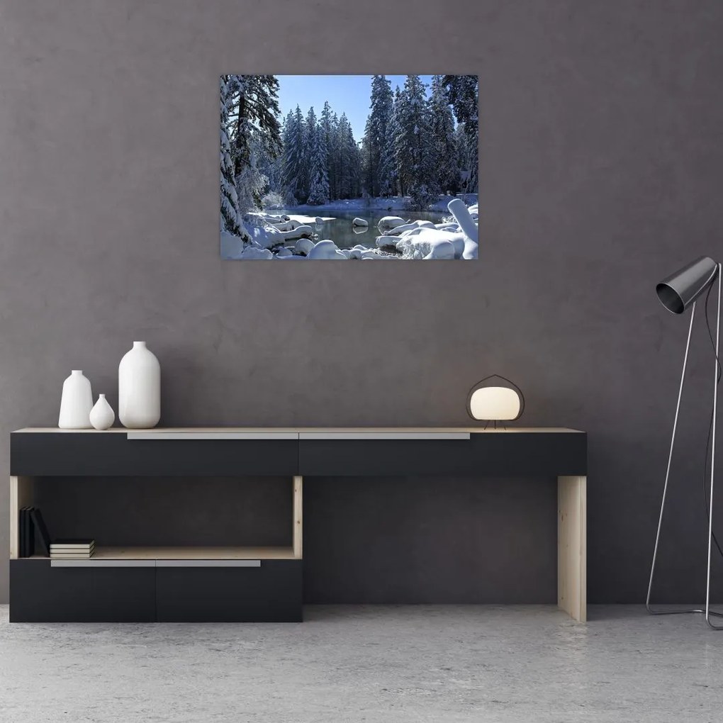 Obraz śnieżnego lasu (70x50 cm)