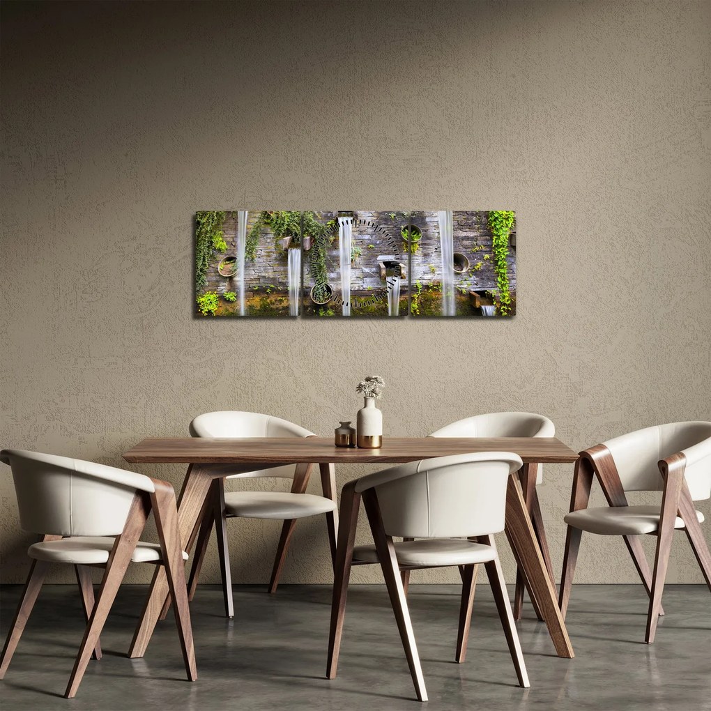 Obraz - Kamienny mur, Hamburg, Niemcy (z zegarem) (90x30 cm)