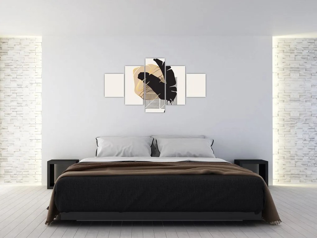 Obraz - Abstrakcja z tropikalnymi liśćmi N⁰4 (125x70 cm)