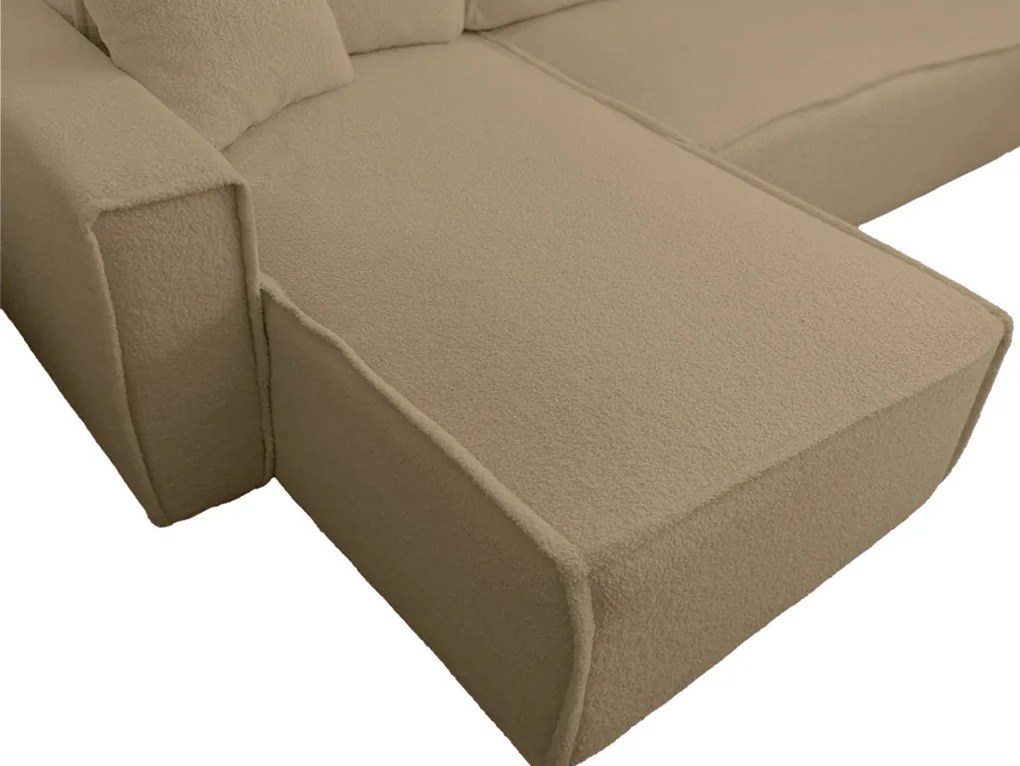 Rozkładana narożna sofa SMART BOUCLE 232x143 cm, ciemnobeżowa, uniwersalna