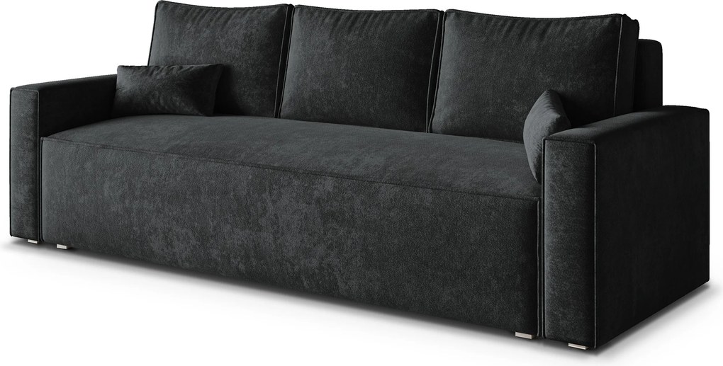 Masseno Sofa MENI z funkcją spania i pojemnikiem na pościel, Rozkładana sofa - Czarny, LUMO 80