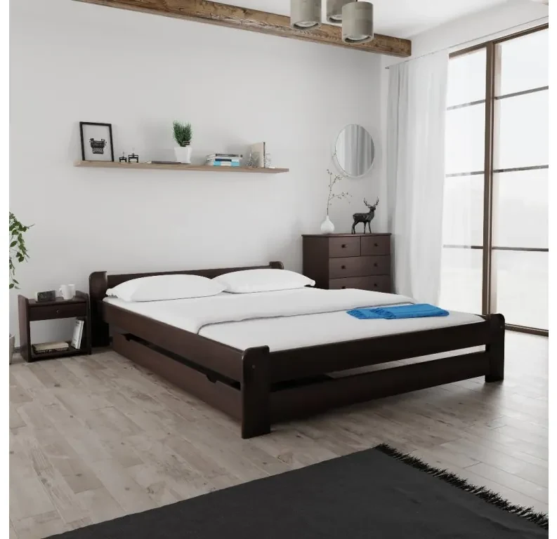 Łóżko Emily 160 x 200 cm, orzech Stelaż: Bez stelaża, Materac: Materac Coco Maxi 20 cm