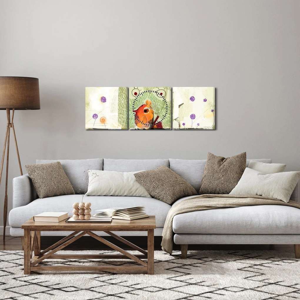 Obraz- Dusza ptaka (z zegarem) (90x30 cm)