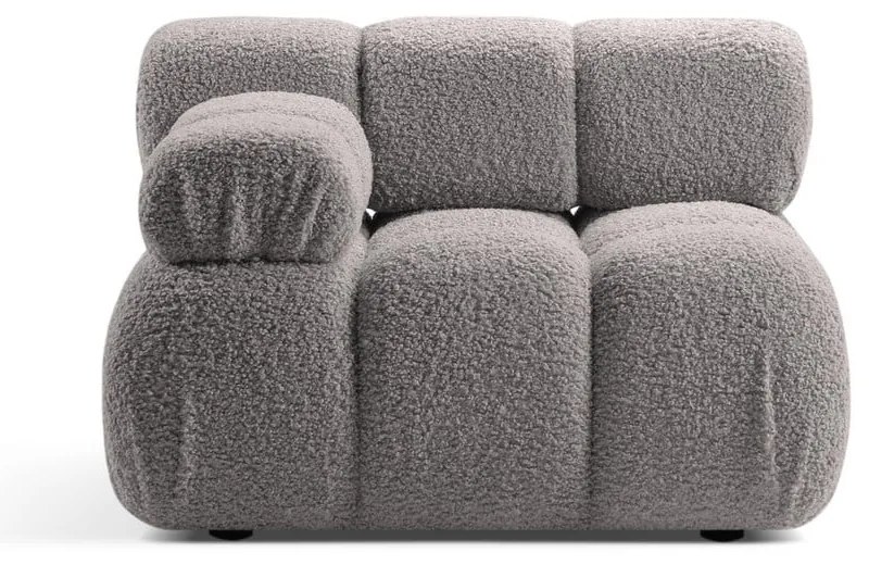 Jasnoszary moduł sofy z materiału bouclé (lewostronny) Bellis – Micadoni Home