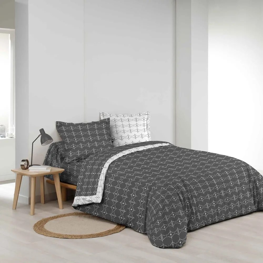 Biała/ciemnoszara bawełniana poszwa na kołdrę dwuosobowa 240x220 cm Aristide – douceur d'intérieur