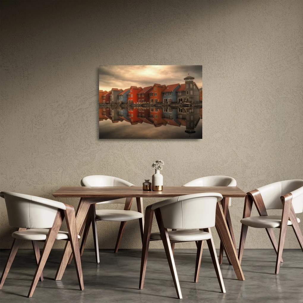 Obraz na szkle - kolorowe domy (70x50 cm)